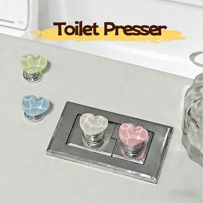 1pc Heart-Shaped Colorful Creative Toilet Flush Button, Bathroom Toilet Flush Valve, Long Nail Friendly Universal Flush Switch