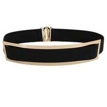 黑色几何图案休闲弹力腰带，四季皆宜 - 黑色 - 查看 8