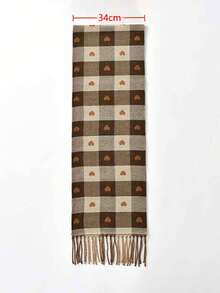 1 buc eșarfă în formă de inimă pentru femei toamnă/iarnă, eșarfă/șal cald în carouri, eșarfă pătură groasă extra mare, potrivită ca și cadou - Multicolor - Vizualizare 6