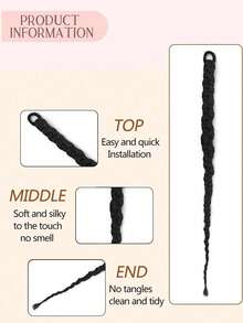 26 Inch Synthetic Braided Ponytail Wig, With Elastic Band Attached Long Braid, Made Of Natural Hair Fibers, Suitable For Women's Daily Wear - Multicolor - View 3