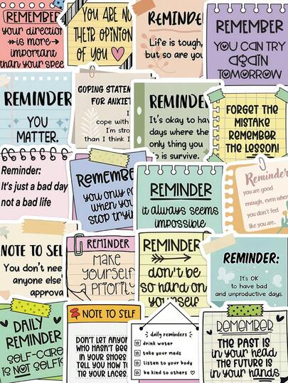 SCXXBSW 50 de autocolante inspiraționale cu mesajul "Remember" - Autocolante reutilizabile din vinil pentru telefoane, laptopuri, bagaje și multe altele - Perfecte pentru adolescenți și adulți