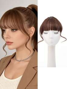 合成假发夹式双鬓角龙须刘海隐形前刘海夹式空气刘海适合女性日常佩戴和聚会 - 彩色 - 查看 12