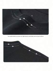 Camiseta de cuello redondo casual de los hombres con impresión trasera, top de los hombres, regalo para los hombres - Negro - Ver 4