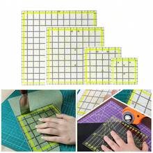 Reglas para acolchado, 4 plantillas cuadradas para acolchado (31.8cmx 31.8cm,24cmx 24cm,15cmx 15cm,11.4cmx 11.4cm), regla de corte de tela acrílica con anillos antideslizantes para costura. - Verde - Ver 1