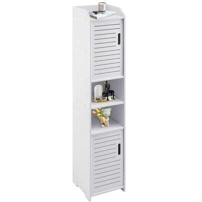5 Tier Freestanding Bathroom Storage Cabinet, Tall Narrow Storage Unit, Slim Standing Shelf Organiser, Space-Saving Display Rack For Bathroom, Kitchen, Living Room & Hallway