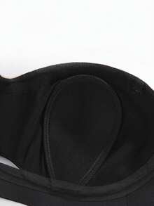 Sujetador inalámbrico cómodo, transpirable y sin costuras con estampado de letras negras para mujer - Negro - Ver 4