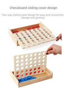 四连棋木制棋盘游戏，可折叠四连棋游戏，经典策略家庭娱乐玩具，旅行、聚会木制连棋游戏 - 彩色 - 查看 7