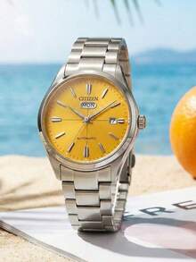 CITIZEN 男士简约优雅机械腕表，适合日常佩戴 - 黃色 - 查看 2