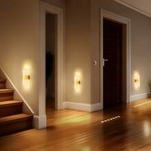 Modern Crystal LED Wall Lamp With Sensor, Smart Wall Light, Indoor Motion Sensor Wall Light, Wireless LED Wall Lamp, Battery Powered Night Light, Adhesive Design, Rotatable, Suitable For Bedroom Bedside, Corridor, Living Room Decor - Various - View 2