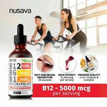 Vitamin B12 Raspberry Liquid Supplement Drops With B6, B1, Niacin & Folate - Edible Support For Energy, Brain & Heart, Non-GMO & Gluten-Free, 4 Fl Oz - 2-pACK - 查看 3