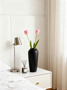 1pc Ceramic Vase Replica, Handcrafted Pottery Texture, Matte Black Glaze With Wabi-Sabi Aesthetic, Each Unique Grain, Visually Comparable To Real Ceramic, Smooth Tactile Feel. Made Of Resin/Ceramic-Like Material, 50% Lighter Than Ceramic, Anti-Collision And Crack-Resistant, Easy Maintenance. - one-size - View 3