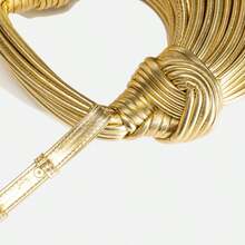 Popular Personalized Woven Handmade Bends And Hitches Packs Ramen Dumplings Clouds Women Hand-Carrying Crossbody Bag,Chic Circular Woven Handle Bag - Metallic Gold Finish, Stylish Party Accessory Hand-Woven Bread Women's Clutch Top Handle Satchel Shoulder Crossbody Creative Noodles Purses Underarm Bag Handbag - 金色 - 查看 4