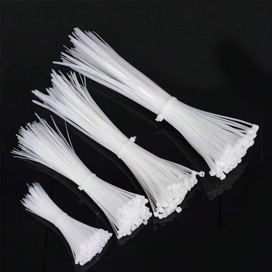 100 piezas de bridas de plástico de alta resistencia de 6 pulgadas/12 pulgadas, con gran resistencia a la tracción, para sujeción y amarre en interiores y exteriores, autobloqueantes, de nailon blanco - Blanco - Ver 1