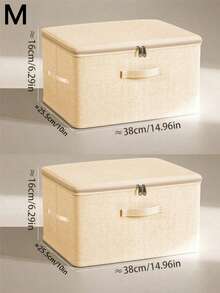 Storage Box With Zipper Cover, Storage Box With Handle, Foldable With Cover, Home Cube Basket, Wardrobe Clothes Storage Container, - Beige - View 14
