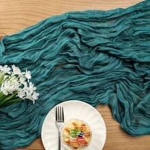 绿松石色薄纱桌布，波西米亚风薄纱桌布装饰，适用于婚礼装饰、室内/室外婚宴、乡村婚礼、新娘送礼会、情人节、生日派对、仪式、晚宴、下午茶、单身派对及其他特殊场合。 - 水鴨藍 - 查看 5