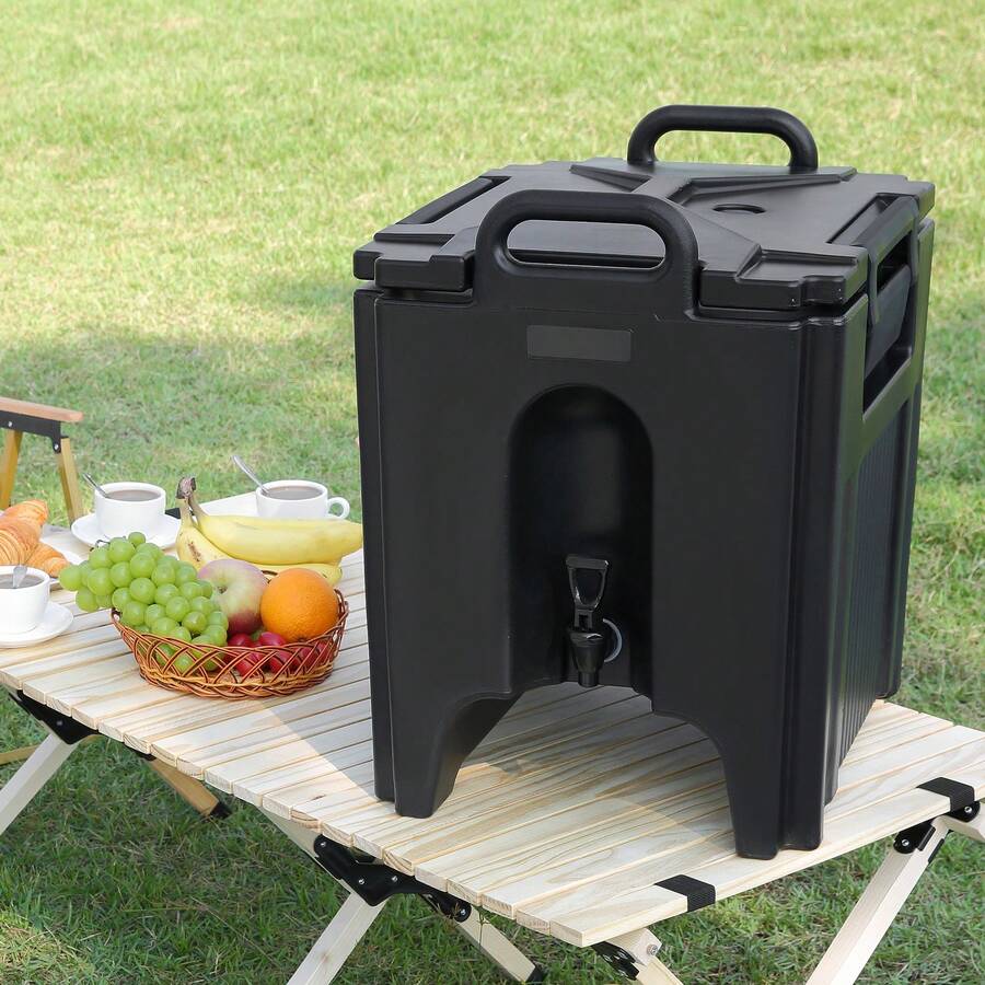 Insulated Beverage Dispenser  10 Gallon, Fo Od-Grade LL9450UP Hot And Cold Beverage Server Thermal Drink Dispenser Cooler With 1.18 In PU Layer Two-Stage Faucet Handle  For Restaurant Drink Shop - 黑色 - 查看 1