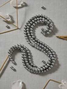 Acerina Piedra natural bola lisa para Bisuteria 3 Tiras - Negro - Ver 5