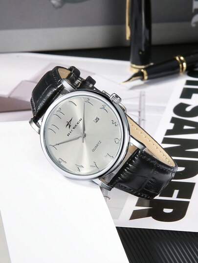 RICECGO A Men's Business Quartz Watch Featuring A Brushed Dial With Distinctive Numeric Markers-Understated Yet Sophisticated, It's The Perfect Choice For Business Commutes Seeking Understated Elegance.