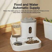 Máy cho ăn và uống tự động 2 trong 1 cho thú cưng, màu xám, bát ăn cho mèo, chậu rửa cho thú cưng, đồ dùng cho mèo và chó. - 1400mL + 1100mL - Xem 4