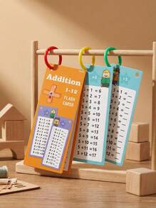 MINKOJA 1 Set de Tarjetas Didácticas de Matemáticas para Niños, que incluyen Tarjetas de Aprendizaje de Suma, Resta, Multiplicación y División, Juguetes Educativos de Multiplicación y División, Adecuados para Preescolares (Estilo Aleatorio) (Color Aleatorio de Bolígrafo y Anillo), Juguetes Educativos Coloridos para Niños - multicolor - Ver 1