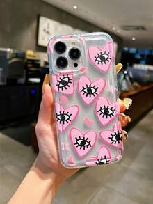 2pcs Blue & Pink Eye-Shaped Transparent Shock-Proof Anti-Slip Cushion Phone Case - Clear - View 3