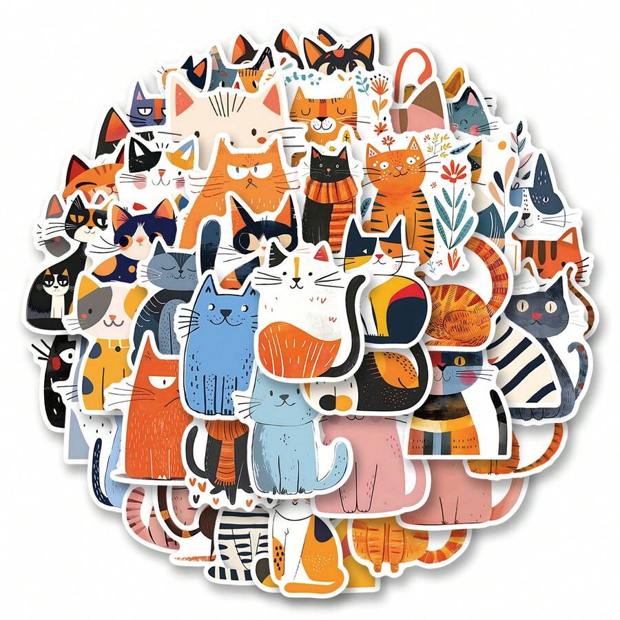 500pcs/Roll Cat Sticker Tapes, Aesthetic 1 Inch Labels With 8 Patterns, Self-Adhesive Stationery Seals For Scrapbooking, Envelopes, Party Supplies, Rewards & Motivation - Black - View 1