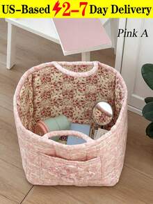 Floral Storage Basket For Home Use, Fabric Tote Bag For Organizing, Large Capacity Miscellaneous Basket, Flower-Patterned Storage Bin, Shelf Baskets Fashionable Large Capacity Foldable Storage Basket | Rural Flower Dirty Clothes Basket For Household Use, Multifunctional For Clothes, Toys, Snacks | Lightweight, Shelf Baskets - 彩色 - 查看 12