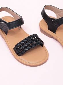 Infant Bow Decor Casual Flat Sandals - Black - View 5