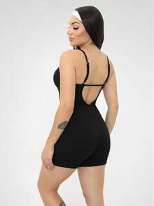 Set Of 2 Ribbed Jumpsuits With Straps For Women's Gym And Sportswear - Fitness - Burgundy - View 5