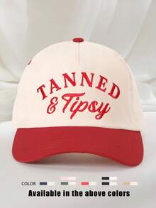1pc Women's Embroidered "TANNED Tipsy" Colorblock Baseball Cap, Adjustable Outdoor Sun Protection Casual Hat Suitable For Spring/Autumn Travel, Beach Vacation, Unisex Y2K Style Cap,Summer - Baseball Cap - View 22