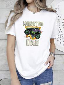 Women T-Shirt Print Monster Truck Dad Are My Jam Lovers T Shirt Vintage Washed Graphic Comfortable Stylish Soft Fashion Designer Clothes - trắng - Xem 6