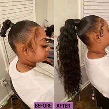 Claw Clip Ponytail Human Hair Extensions Water Wave Soft Brazilian Unprocessed Human Hair Weave Esay Wear No Shedding For Women Daily Use Party Wear 8-24 Inch - Natural Black - View 9