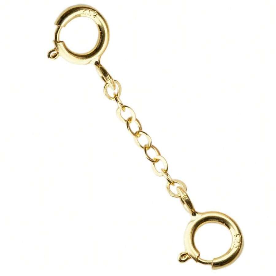 9ct Yellow Gold Necklace Necklet Extender Bracelet Safety Chain 3cm -2x Bolt Rings - Gold - View 1