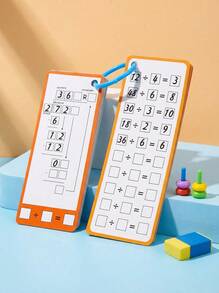 MINKOJA 1 Set de Tarjetas Didácticas de Matemáticas para Niños, que incluyen Tarjetas de Aprendizaje de Suma, Resta, Multiplicación y División, Juguetes Educativos de Multiplicación y División, Adecuados para Preescolares (Estilo Aleatorio) (Color Aleatorio de Bolígrafo y Anillo), Juguetes Educativos Coloridos para Niños - multicolor - Ver 3