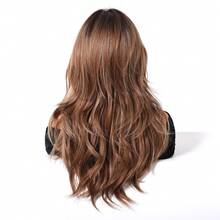 FIVE STARS 24-Inch Medium Wigs Curly Brown Gradient Wig For Women- Big Wave Fashion Heat-Resistant SyntheticIn Hair For Daily,Party,Cosplay,Weddings, Music Festivals Use - 棕色 - 查看 6
