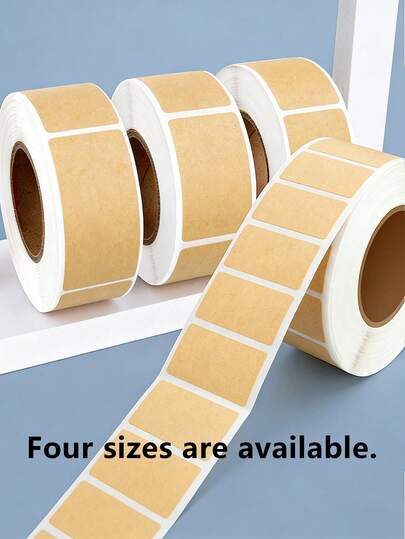 4 Sizes Self-Adhesive Kraft Paper Labels, Suitable For Handwriting, Small Size Ideal For Home Storage And Date Marking