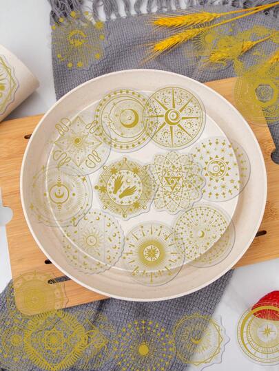 50pcs Wonderful Magic Moon & Sun Stickers PET Material With Hot Foil Stamping Beautiful Designs Perfect For Guitars, Water Bottles, Skateboards, Tablets, Envelopes, Scrapbooks, Suitcases, Holiday Gift Decorations - Fun Stickers