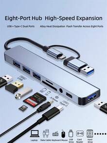 8-In-1 Type-C Hub, Multifunctional Card Reader, Laptop Computer Expansion Dock, USB Splitter - View 1
