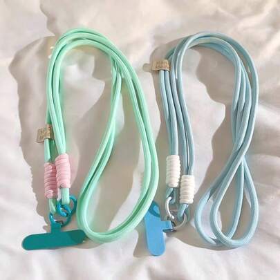 1pc Contrast Color Woven Nylon Lanyard, Suitable For Phone Cases DIY, Versatile, Durable, Outdoor Halter Strap For CCD Camera, Instant Camera, Pendant