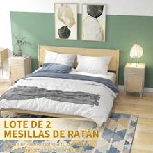 HOMCOM Mesitas de noche - Roble - Ver 5