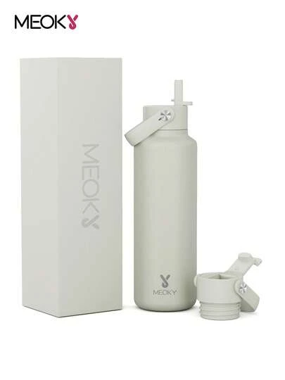 Meoky 18oz Insulated Tumbler With 2 Spout Lid And Straw, Insulated Cup, Keep Cold 24H, Leak-Proof, Insulated Coffee Mug Stainless Steel Travel Mug, Double Wall Stainless Steel Sports Water Bottle For Sports, Gym, Travel, And School