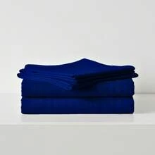 Juego de Sabanas para Cama, Sabana Bajera, Sabana Plana y Funda de Almohada, Cajon Amplio, 2800 Hilos, Premium, Tamaño Individual Matrimonial Queen King - Azul Rey - Ver 4