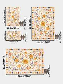 1pc Spring/Summer Large Sunflower Pattern Living Room Carpet, Made Of Soft & Comfortable Plush Material, Easy To Clean, Non-Slip Bottom Design, Suitable For Decorating Halls, Bedrooms, Bathrooms, Kitchens, Dining Rooms, Offices, And Holiday Celebrations - Multicolor - View 3