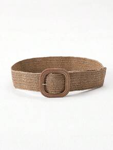 1pc Square Buckle Straw Belt Boho Halloween Summer, School Fall, Autumn, Halloween - màu nâu - Xem 6
