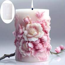 DIY手持玫瑰硅胶蜡烛模具 - 耐热，易脱模，适用于香氛蜡和装饰石膏工艺品 - 理想的节日礼物 - 白色 - 查看 5