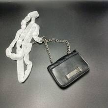 2026 Mini Shiny Silver Quilted Crossbody Bag, Quilted V-Shaped Embroidery Thread, One-Shoulder, Chunky Chain Strap Sparkle Purse For Evening & Party Looks - 黑色 - 查看 4