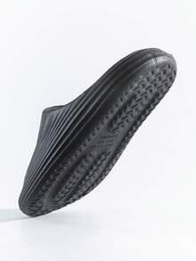 Slides For Women Massage Stripe Shower Slippers Soft Lightweight Shower Shoes Thick Sole Open Toe Slides Sandals - Black - View 4