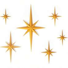 Stylor Mid Century Modern Decor, Gold  Retro 3D Star Art Wall Sculpture, Plastic Starburst Decor, Vintage Celestial Whimsigoth Home Decor Accent. (Set Of 6) WS - 金色 - 查看 1