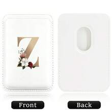 Elastic Magsafe Cardholder Slim Leather Magnetic Wallet Built In Magnet Designed Magnet Phone Bag Cover CellPhone Credit Card Holder For Apple12/13/14/15/16 Pro Max & Magsafe Case A-Z Gold Pattern - White - View 11