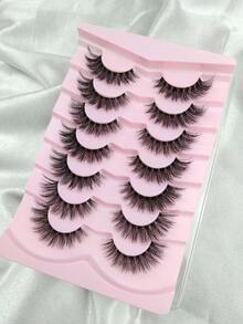 7对蓬松透明带假睫毛，自然柔软交叉透明带，3D仿貂毛卷翘睫毛，适合日常佩戴，条状假睫毛，假睫毛，假睫毛，假睫毛 - 粉色 - 查看 6